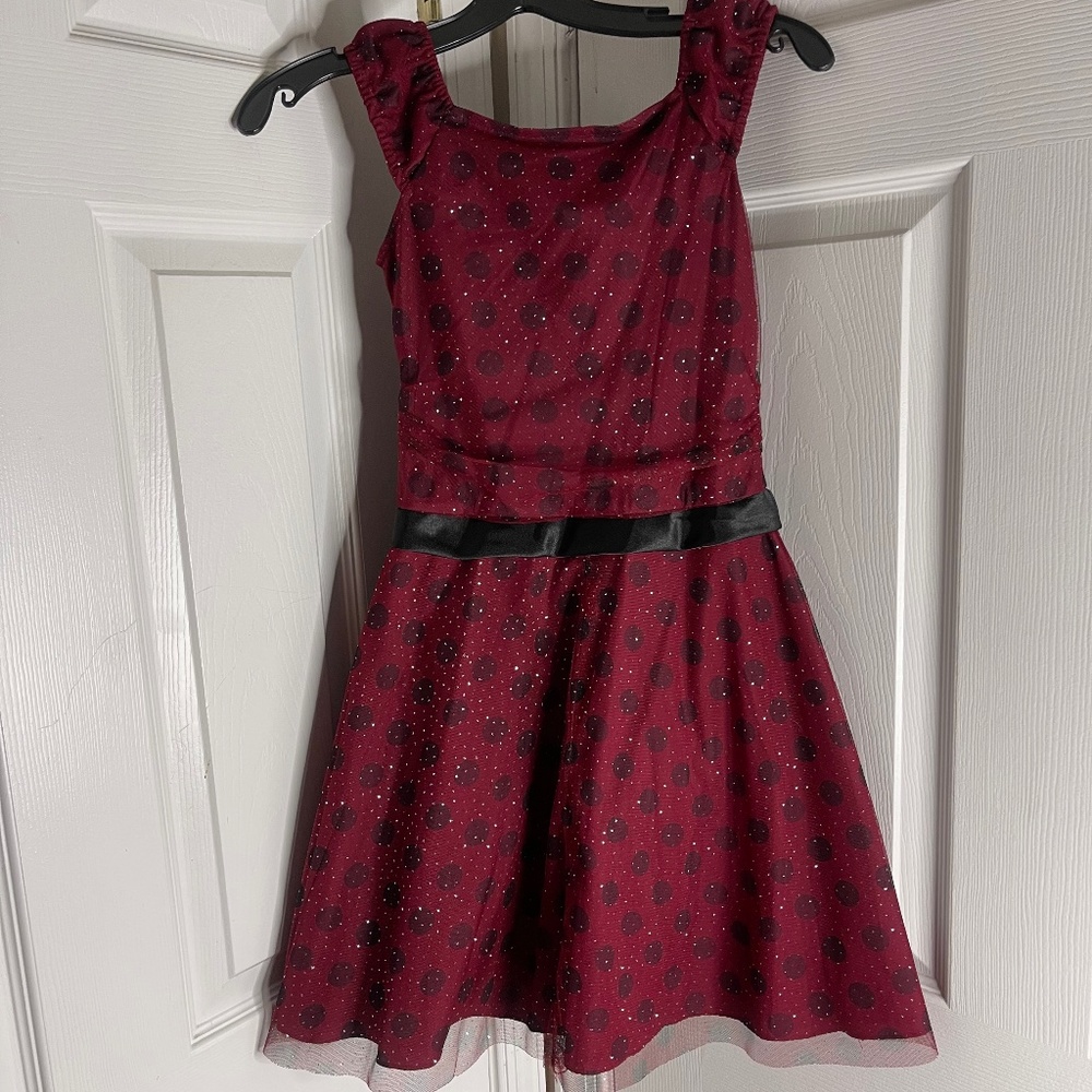 Little Girls Fit Flare Dress with Black Bow